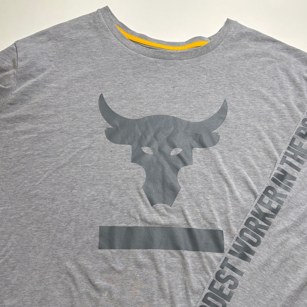 Under Armour Project Rock Hardest Worker Long Sleeve Shirt Gray XL HeatGear